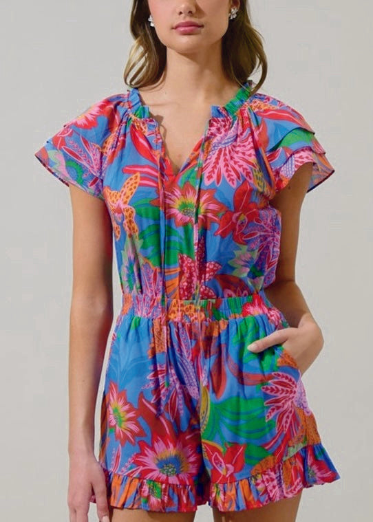Vibrant Floral Ruffle Top