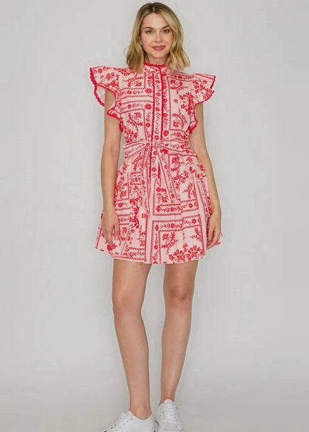 Chic Bandana Print Cotton Mini Dress
