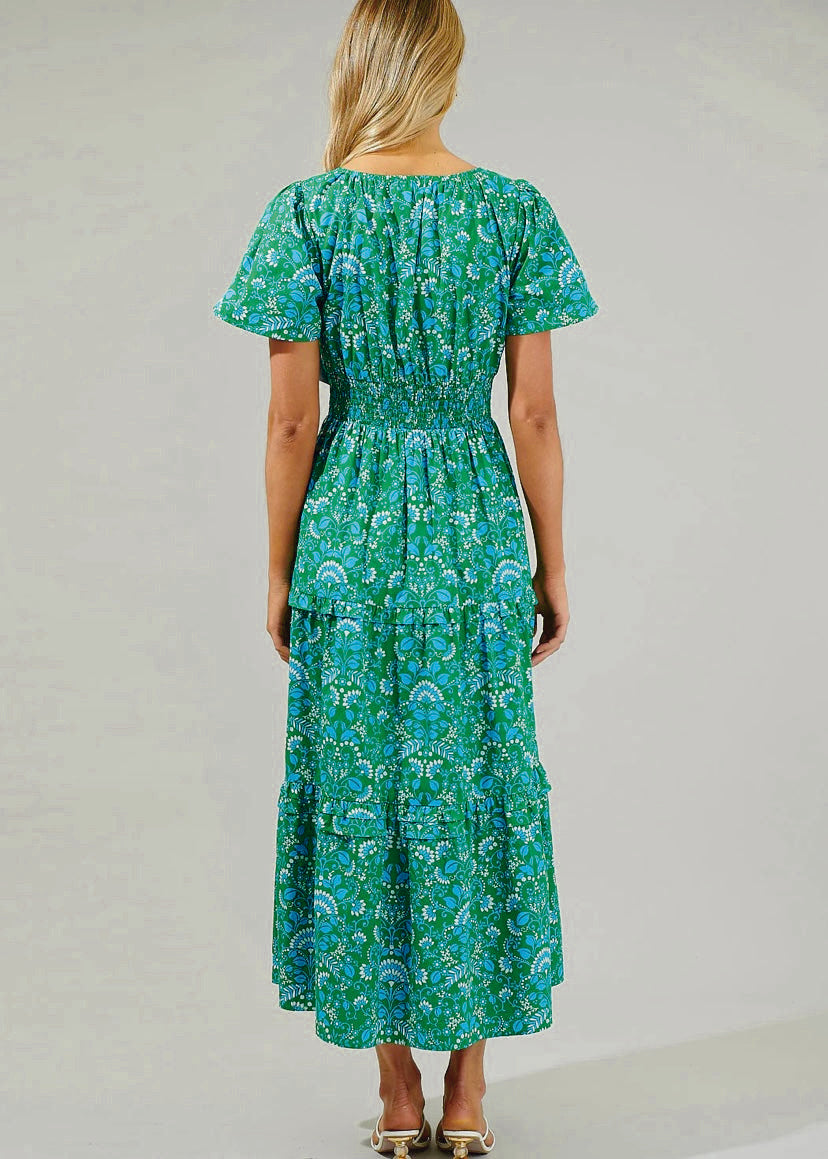 Alina Tiered Floral Poplin Maxi Dress