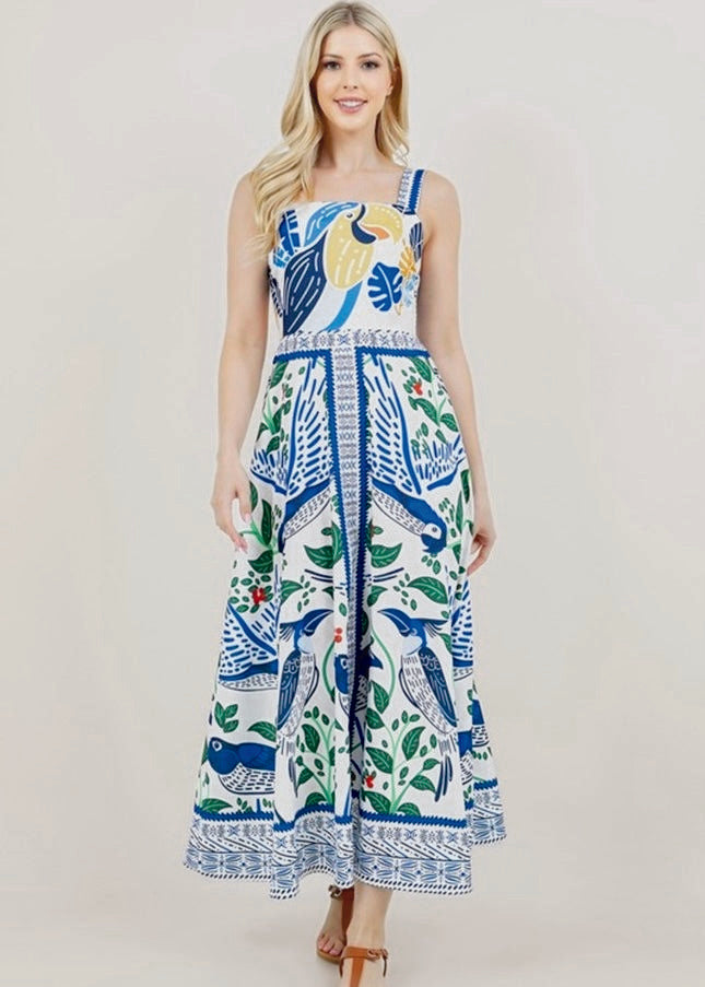 Irresistible Printed Sleeveless Square Dress