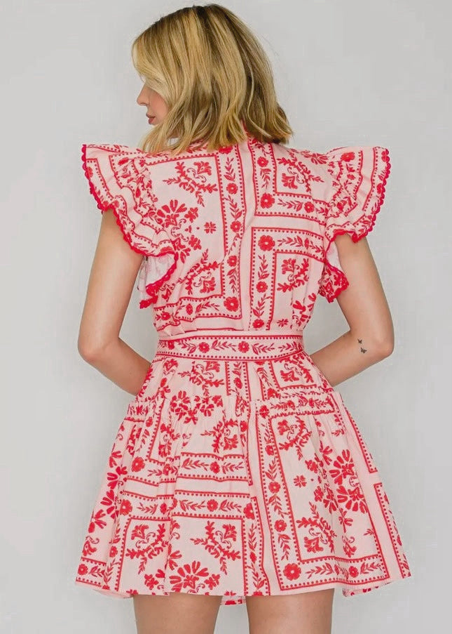 Chic Bandana Print Cotton Mini Dress