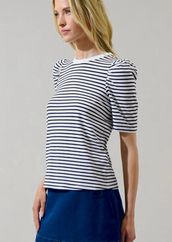 Stylish Striped Knit Ruched Top