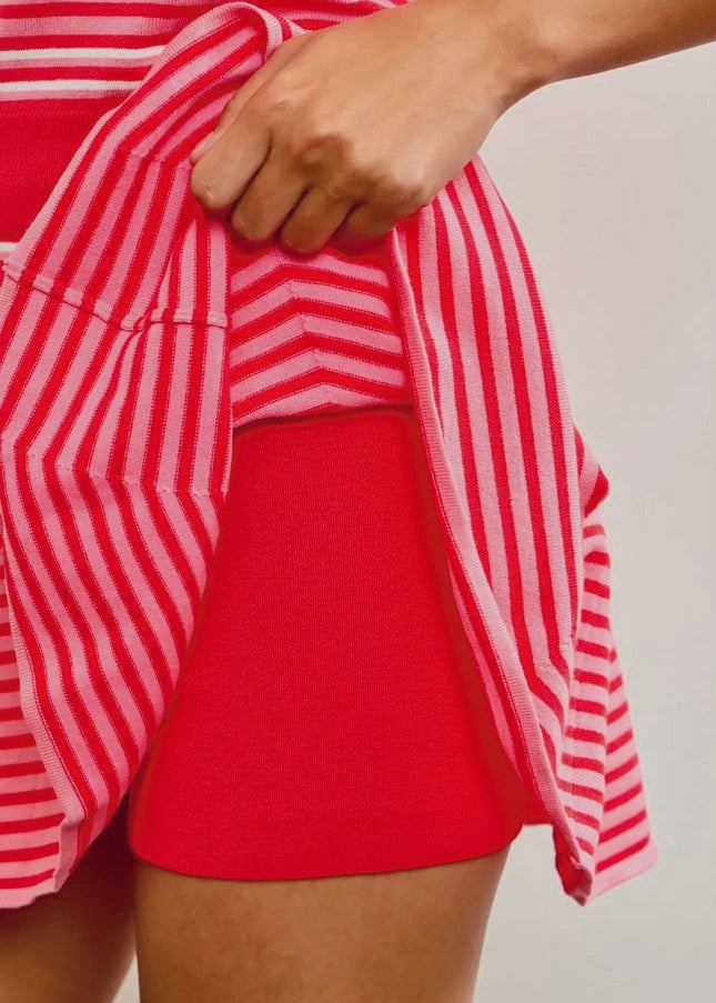Flared Striped Sweater Skort