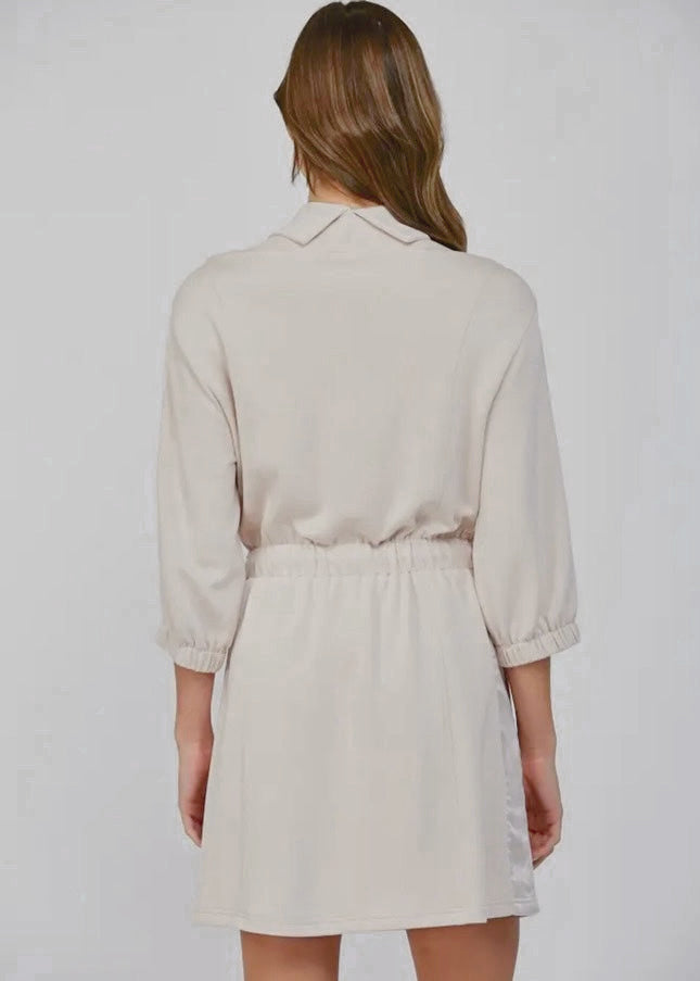 Breezy Cowl Neck Drawstring Waist Dress