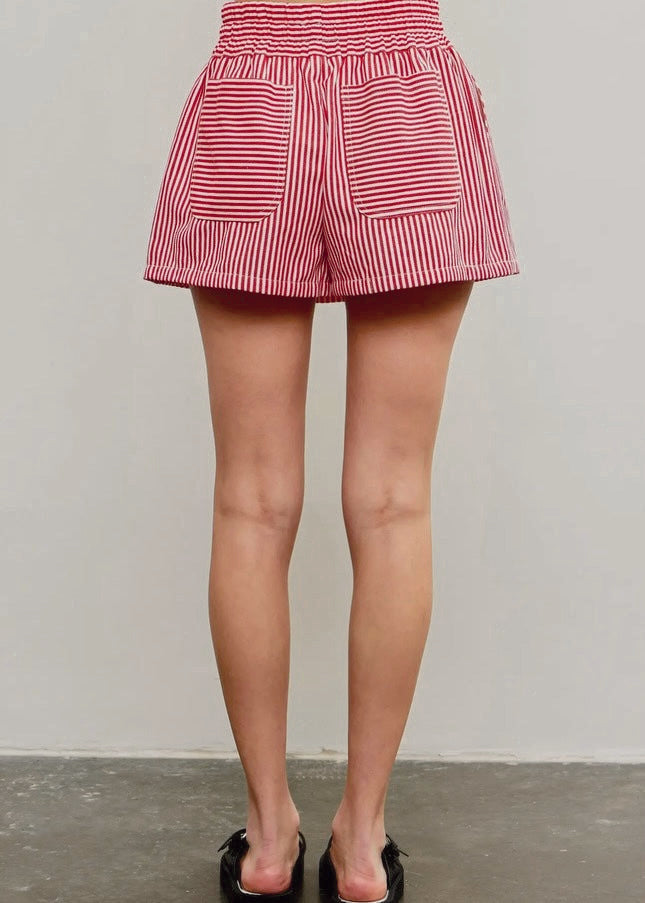 Stylish Wide Waistband Striped Skort