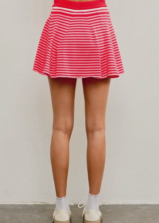 Flared Striped Sweater Skort