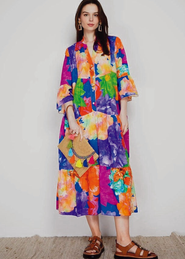 Charming Floral Embroidered Eyelet Dress