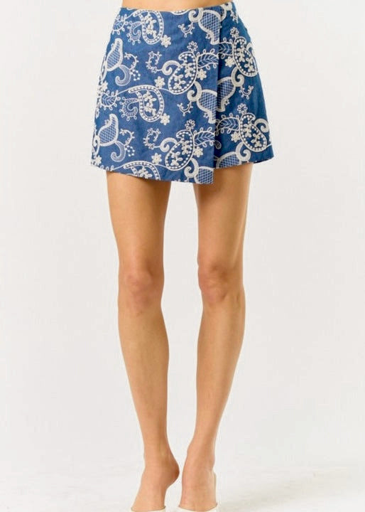 Stylish Printed Mini Wrap Skort