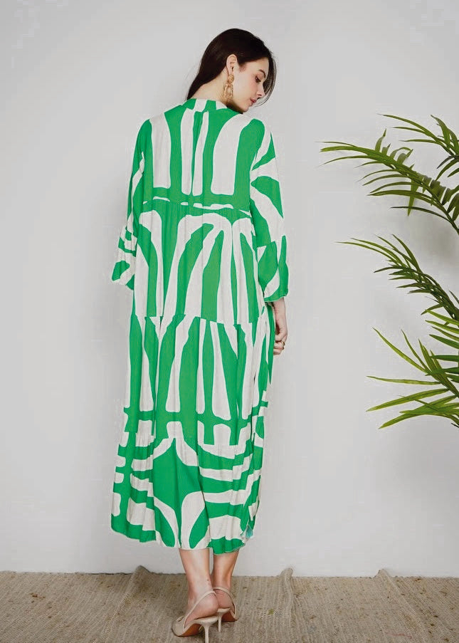 Vibrant Green Printed Dress