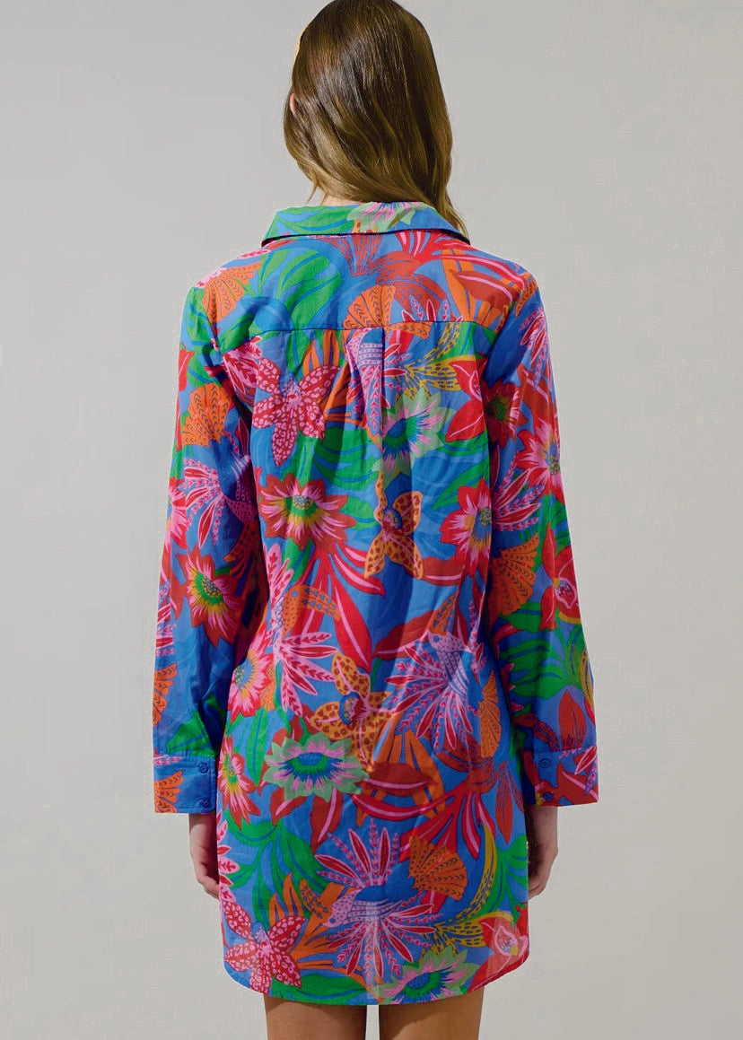 Chic Cindal Floral Oversized Shirt Dress