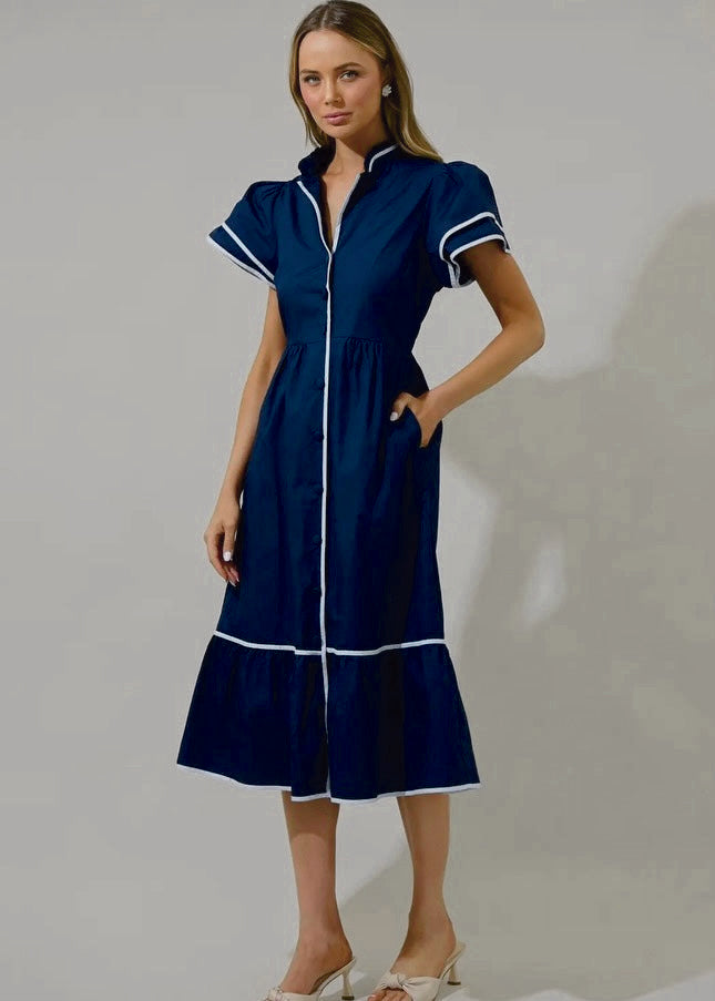 Stylish Davie Button-Down Midi Dress