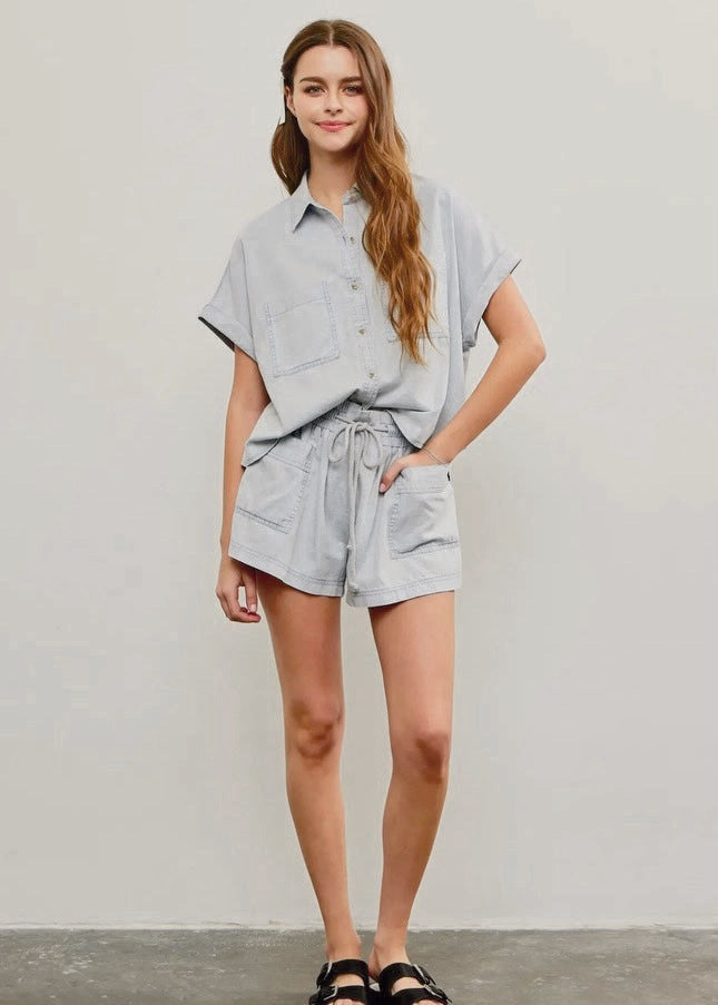 Chic Button-Up Top with Pockets