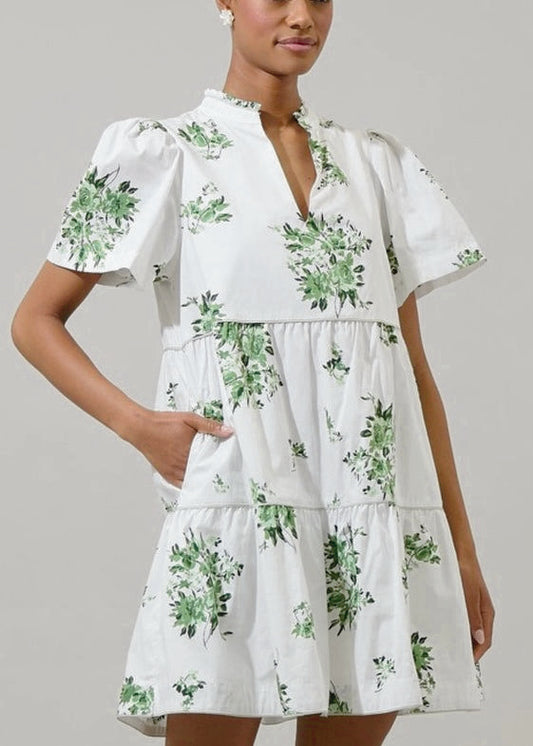 Chic Floral Tiered Mini Dress