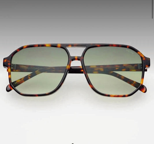 Chic Billie Unisex Aviator Sunglasses - Tortoise/Green