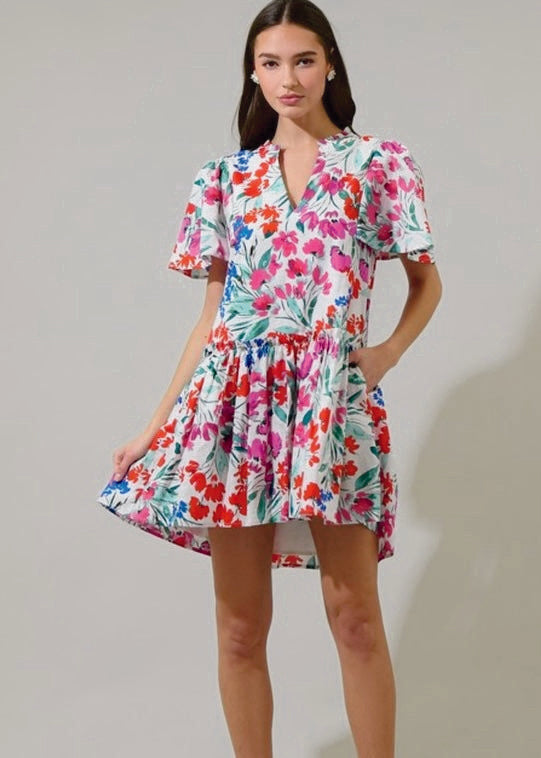 Kivia Blossom Trapeze Mini Dress