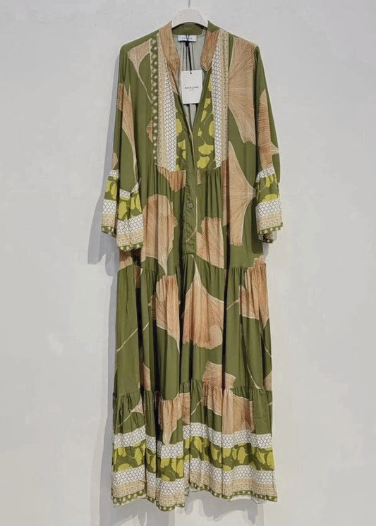 Elegant Khaki Printed Dress