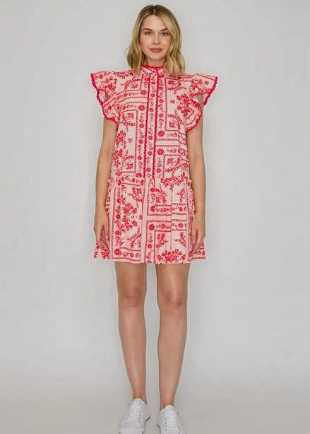 Chic Bandana Print Cotton Mini Dress