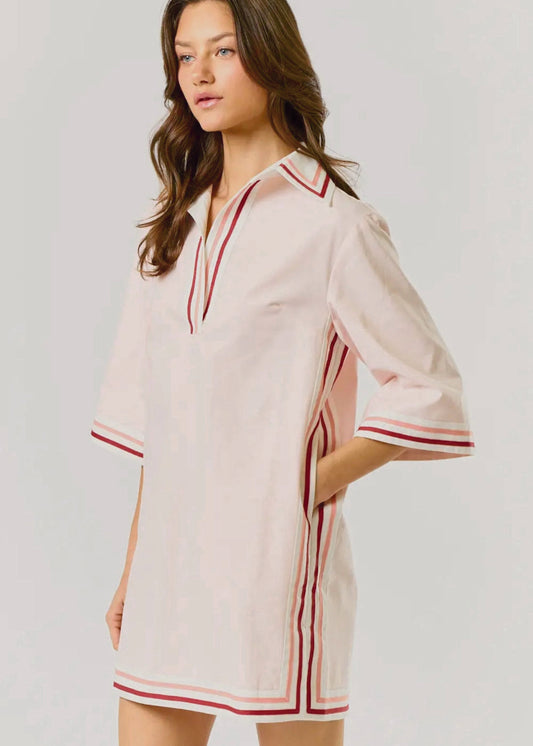 Stylish Short Sleeve Contrast Mini Dress