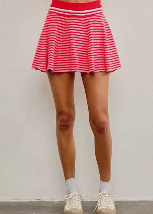 Flared Striped Sweater Skort