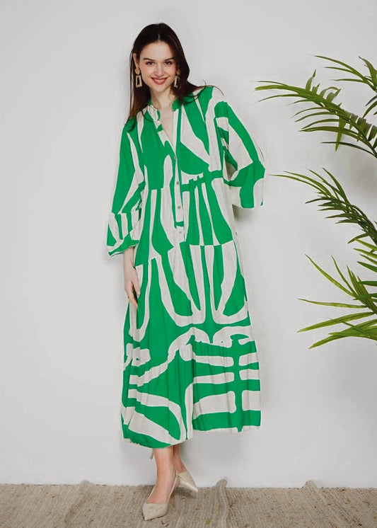 Vibrant Green Printed Dress