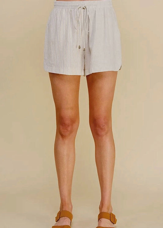 Chic Colorblock Linen Blend Shorts