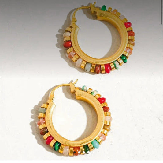 Resort-Ready Beaded Hoop Earring