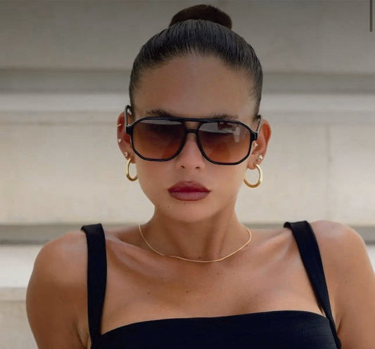 Timeless Billie Unisex Aviator Sunglasses in Black/Brown