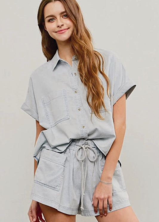 Chic Button-Up Top with Pockets
