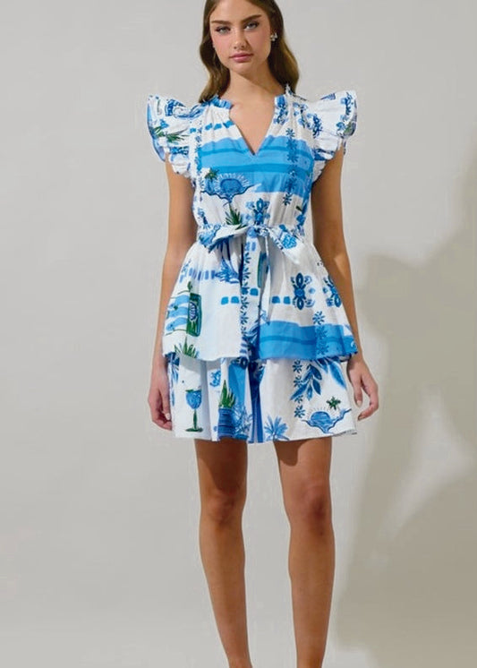 Playful Postcard Marisol Tiered Mini Dress
