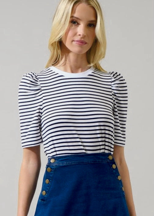 Stylish Striped Knit Ruched Top